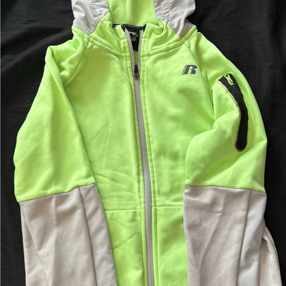 Russell Athletic Kids Jacket - Neon Green and White